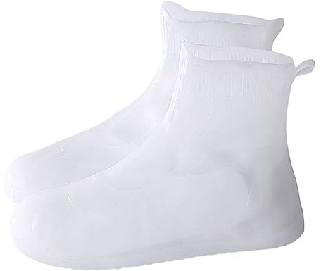 MFMEXUL Cubiertas Impermeables de Zapatos Protectores de Lluvia Antideslizantes Reutilizables Botas TPE Adecuadas para Niños Adultos, blanco M