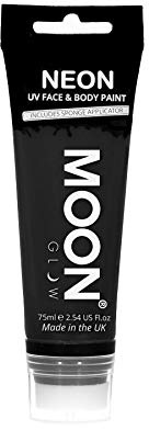 Moon Glow Supersize Neon UV-Gesichts- und Körperfarbe, mit Schwammapplikator (Schwarz, 75 ml (1er-Pack))