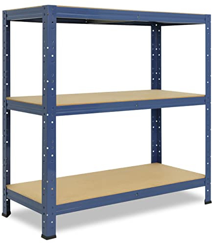 shelfplaza Home 100x60x50cm Schwerlastregal blau mit 3 Böden x 175kg | Kellerregal · Lagerregal · Metallregal · Regale für Kellerraum · Steckregal · Abstellraum Regal