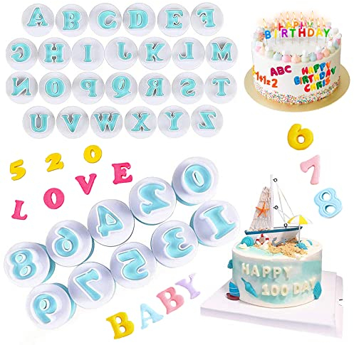 Moldes cortadores de galletas con letras del alfabeto para decoración de pasteles fondant galletas repujado para bodas cumpleaños baby shower decoración de tartas paquete de 36 unidades
