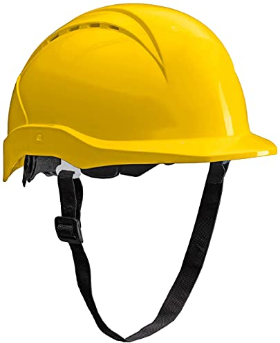 ACE Patera Casco Sicurezza Lavoro - Elmetto da Lavoro - Protezione Testa - con chiusura a vite, ventilato e regolabile - Giallo