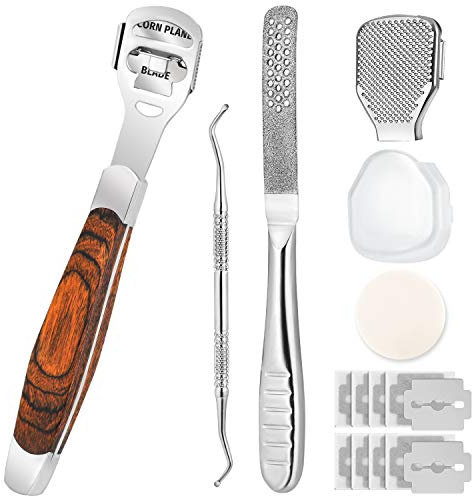 Callus Shaver, Foot Shaver Callus Remover for Feet Hand Care with Foot File, 10pcs Blades, Foot File Head and Dead Skin Storage Cover (15Pcs in Total)
