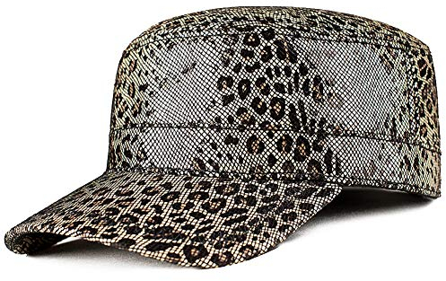 DongBao Military Cap, Herren Leder Army Kappe Cadet Hat, Military Army Cap, Herren Vintage Militär Mütze Verstellbar Army mütze Leder Baseballmütze