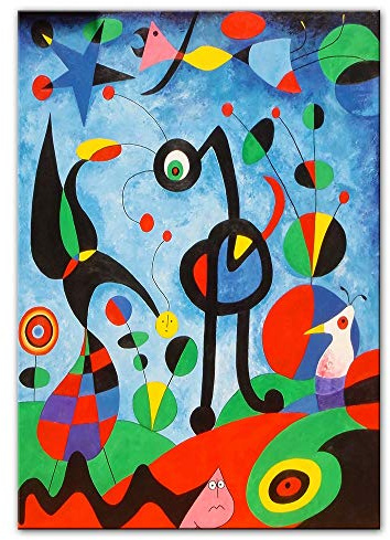 El jardín 1925 de Joan Miro Famoso lienzo abstracto pintura carteles impresiones cuadro de arte de pared, para la decoración de la pared de la sala de estar Sin marco (Size : 40X60cm Unframed)