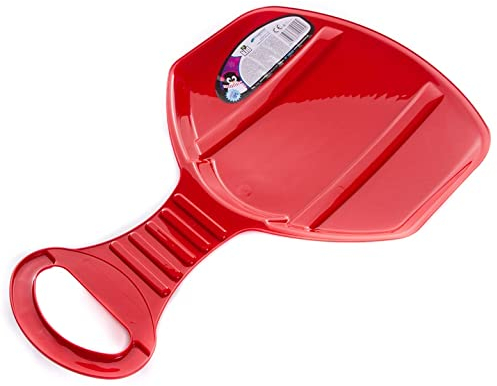 Schneerutscher Poporutscher mit Griff Schneeflitzer Rutschblatt Schlitten Rutschteller (2X Rot)