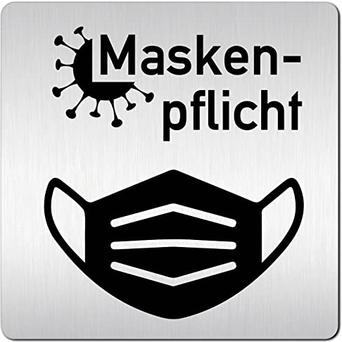 Türschilder24 XXL Schild - Türschild (B) • 125 x 125 x 1,5 mm • Maskenpflicht 002 Maske • Aluminium Vollmaterial • 100% Made in Germany