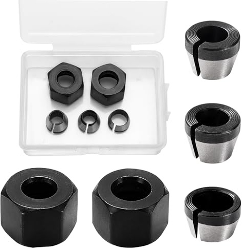 VooGenzek 3 Stück Spannzangen Adapter, 6mm 6.35mm 8mm Spannzangenfutter Spannzangen Werkzeug Adapter, mit 2 Stück Spannmutter, für Geradschleifer Schneiden Graviermaschine