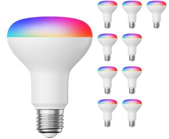 ledscom.de 10x E27 LED RGB-lampor, R80, varmvit - kallvit (2700-6300 K), 9,9 W, 950lm, Smart Home, WLAN, Alexa, matt