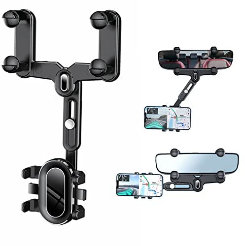Supporto per telefono specchietto retrovisore, staffa per navigatore regolabile, supporto per cellulare universale per auto girevole a 360° e retrattile