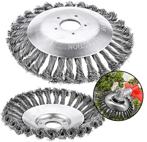 KAYBTNT Wire Brush for Grass Strimmer - Steel Weed Brush for Lawn Trimmer and Garden Lawn Mower - Wire Brush Head with Bore Diameter 25.4 mm - Universal Brush Cutter Attachment,15cm/6in