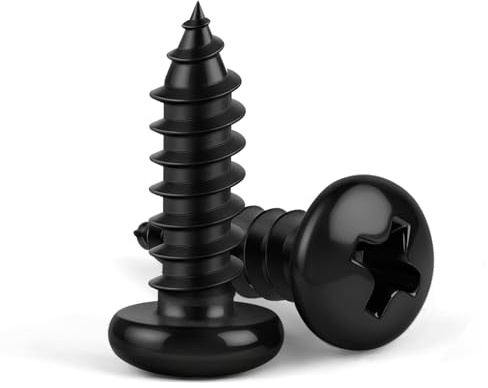 MewuDecor #8 x 1/2 Pan Head Self Tapping Screws Sheet Metal Wood Screws, Black Oxide, 304 Stainless Steel 18-8, 100 PCS