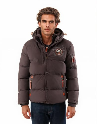 Geographical Norway - Giacca invernale da uomo trapuntata - Anorak caldo imbottito - Giacca outdoor per sci e snowboard per l'inverno/autunno in bundle con berretto UD, 3XL