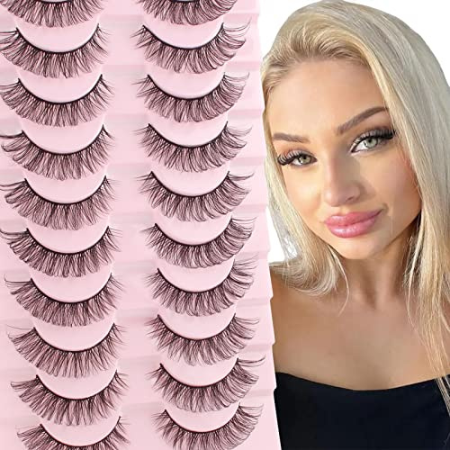 Parriparri Künstliche Wimpern 3D Russische Falsche Wimpern Wispy Fake Lashes Mink (10 Paar)