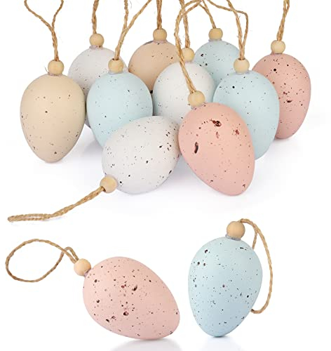 FYOJAIC 16x Ostereier zum aufhängen, Gesprenkelte Plastikeier, Osterei aus Plastik zum Hängen & Dekorieren Kunststoffeier für draußen und innen Deko zu Ostern - perfekte Osterdeko und Frühlingsdeko