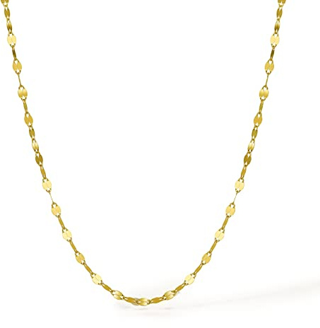 ZHOU LIU FU 18K Gold Chain Kette 750 Geblgold Link Halskette Schmuck für Herren Damen Mutter Tochter 2026 Neujahr Geburtstag Geschenke 45cm