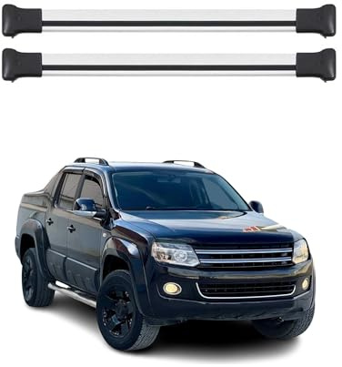 OMAC Aluminium Dachträger Querträger für VW Amarok I 2010-2020 – TÜV/DIN 75302:2019 – Max. 75 kg – 2 Stangen Silber