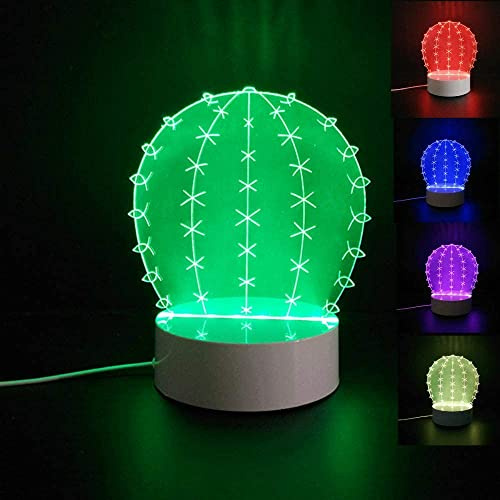Jinson well 3D Kaktus Lampe nacht licht optische Illusion led Nachtlicht 7 Farbwechsel Touch Switch Tisch Schreibtisch Dekoration Lampen mit Acryl USB Spielzeug