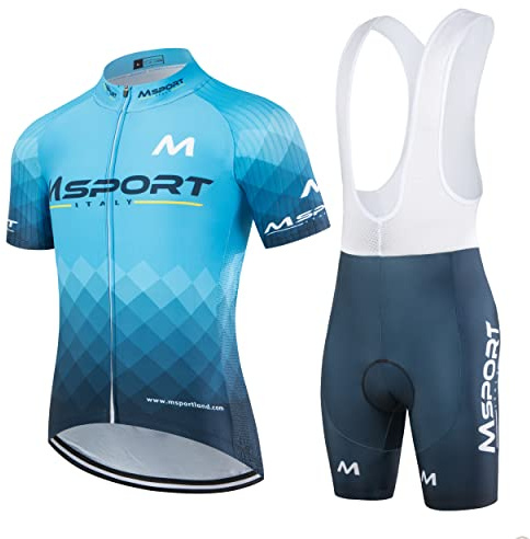 Atmungsaktives & Schnell Trocknendes Radtrikot Set – Fahrradtrikot + Radhose mit 5D Gel Sitzpolster für Rennrad & MTB - Msport 3 M