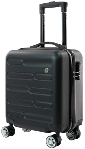 SA Products Cabin Suitcase, Easy Jet 45x36x20 Cabin Bag | Lightweight Hard Shell Carry-On Suitcase with Wheels, Telescopic Handle | Travel Luggage (Black)