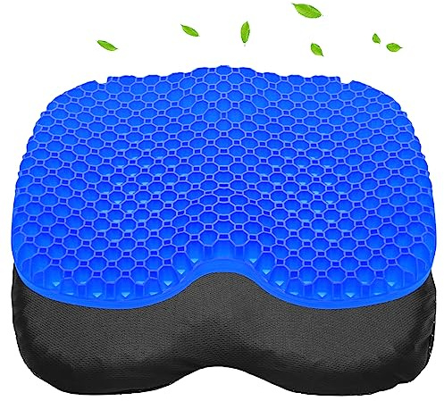 Bilbear Kayak Gel Seat Cushion Anti Slip Kayak Seat Pad Cushion Breathable Gel Seat Cushion for Long Sitting in Inflatable Kayaks,Canoe,Boat,Fishing Relief Tailbone Pressure (Blue-S)