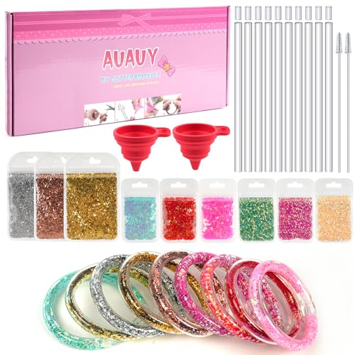 AUAUY Kinder-Armbandherstellungs-Kits, Geschenke, spezielle Glitzer-Armband-Bastelsets für Mädchen, zum Selbermachen von Glitzer-Armbändern, Bastelset, Partytütenfüller, Spielzeug für Kinder im Alter