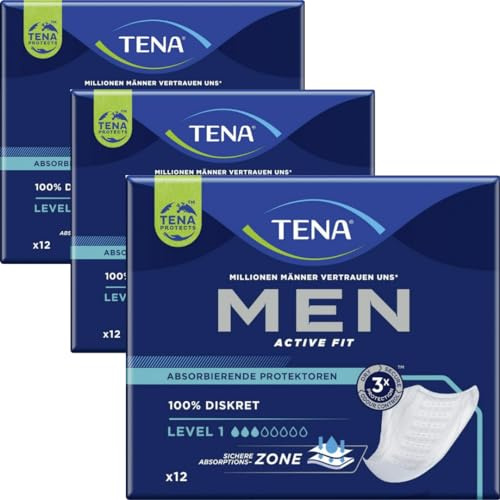 Men Active Fit Level 1 Pads Damenbinden 12 STÜCK x 3 Packungen