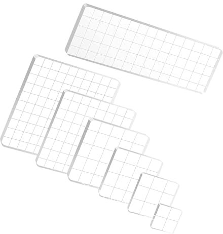 DIY Acryl Stempelblock Set, 7 pcs Transparent Dekorative Stempelblöcke für silikonstempel mit Gitterlinien, Klar Acrylblock für DIY Fotoalbum Scrapbooking