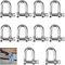 Grillete en forma de D, grillete con anilla en D de acero inoxidable 304, grillete en D de acero inoxidable, grillete de acero inoxidable M6, grillete con anilla en D recto, 10 piezas
