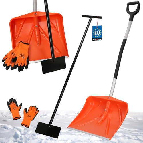 KOTARBAU® Set pala da neve con manico in alluminio 137 cm raschietto 119 x 20 cm + guanti caldi pala da neve pala da neve con manico