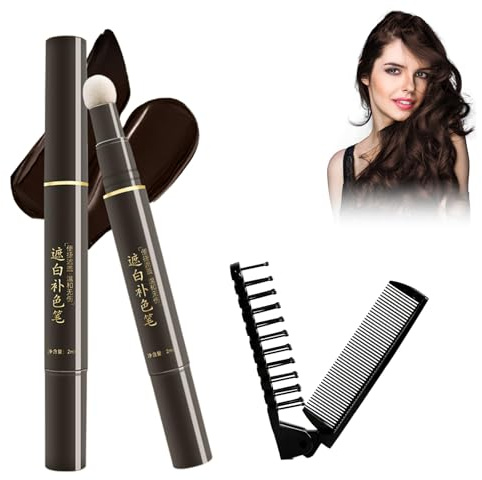 Rostblant Penna colorante per capelli, penna colorante per capelli grigi, penna per il ritocco dell'attaccatura dei capelli, correzione delle radici dei capelli grigi (nero-marrone)