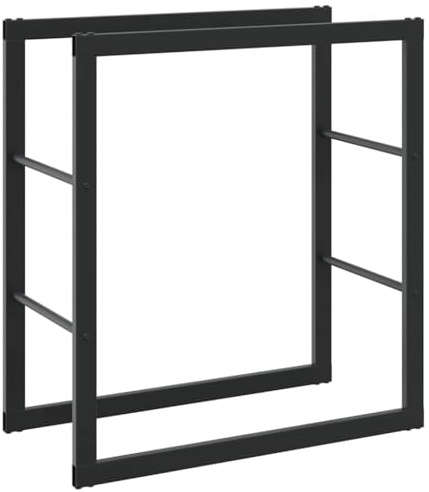 vidaXL Firewood Rack Black 55x30x61 cm Steel Indoor/Outdoor Log Holder