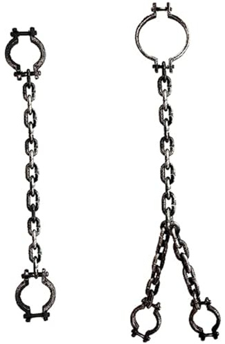 Csafyrt 2 Pcs Halloween Chains Plastic Fake Handcuffs with Body Headgear Shackles Chain Realistic Neck Wrist Shackles with Toy Handcuffs for Costume Party Haunted Dress Up Props