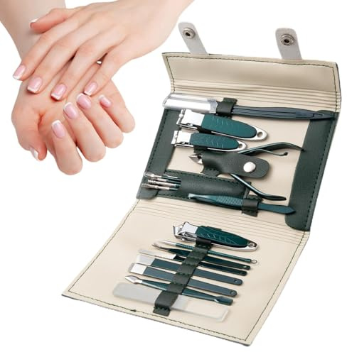 Yianyal Juego de cortaúñas para hombre, conjunto de cortaúñas, 19 piezas