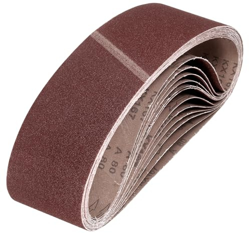sourcing map Nastri abrasivi in ossido di alluminio, 152 mm x 1220 mm, 20 pezzi, grana 80, per lavorazione del legno, lucidatura dei metalli, affilacoltelli