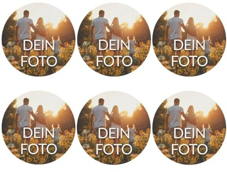 6 Stück Personalisierte Untersetzer mit Foto, Personalisierbare Leder Untersetzer Bedrucken mit eigenem Foto, Text und Logo - für Bar, Kaffee, Küche, Home Office, Leder, (Round Shape)