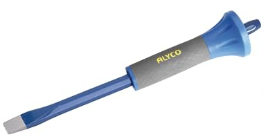 Cincel de 350x18 mm con protector, ideal para trabajos de albañilería y carpintería, permite perforar y dar forma a materiales duros.