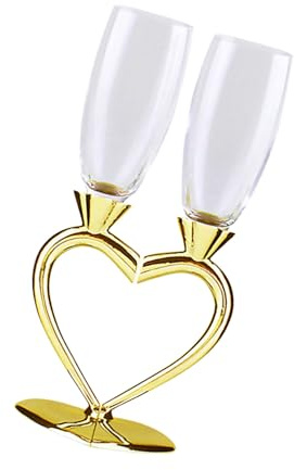 Iuhtrb Bicchieri di vetro a forma di cuore eleganti bicchieri di cristallo flute da champagne per matrimoni, anniversari ed eventi speciali