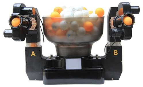 Macchina da ping pong a doppia testa, robot da ping pong con 36 diversi effetti di spin, con angolo di sollevamento regolabile, può contenere 100 palline da ping pong (palline non incluse)