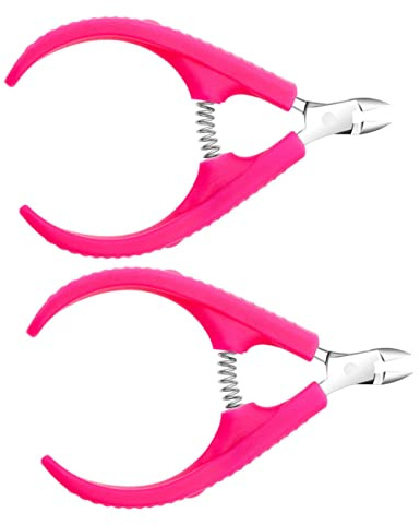 Cuticle Nipper per Manicure in Acciaio Inox Impugnatura Plastica 2 Pezzi | Non-slip, Rifinitura Unghie, Accessorio Domestico per Cura delle Cuticole