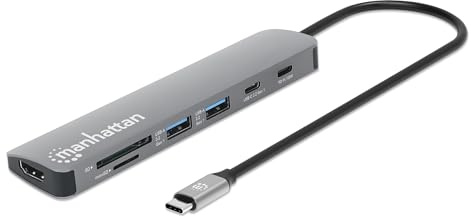 Manhattan 190442 replicatore di porte e docking station per laptop Cablato USB 3.2 Gen 1 [3.1 Gen 1] Type-C Grigio (Manhattan 190442 dockingstation Lednin)