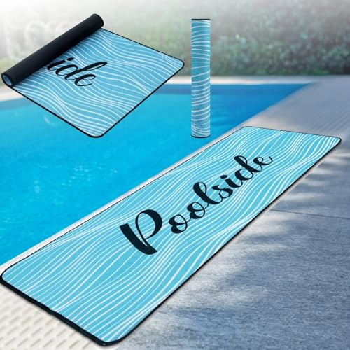 Tinideya Pool Mat Poolside Non Slip Mat Walk Pool Deck Mats Rugs for Floor Outdoor Rubber Mats with Drainage Outdoor and Indoor Dock Safety(Blue,23.62 X 67.72)