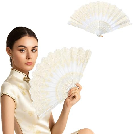 Ventagli pieghevoli, Ventagli per matrimoni, a mano con stampa dorata, Ventaglio tessuto, Ventaglio cinese, Ventagli per feste a tema, Cosplay, spettacoli di danza, decorazioni per matrimoni