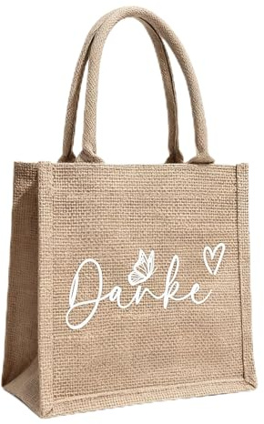 RunFar shop Jutetasche Danke von Herzen Geschenktasche Jute Kleinigkeit Tasche Naturleinen Einkaufstasche Kleine Aufmerksamkeit Dankeschön Nachbarn Kollegen Krankenschwester Freundin Oma Geschenkidee