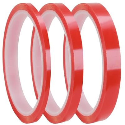 5M Double Sided Tapes,3 Rolls Strong Red Clear & Thin Double Sided Tape,3mm/6mm/9mm Thin Red liner Self-Adhesive for Craft,Super Strong Sticky Craft Items liner Tape for Mobile Repair Screen Assembly