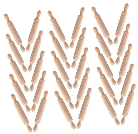 WOONEKY 30 Pezzi Mini rulli in legno per utensili da cucina in miniatura per casa delle bambole gioco di ruolo educativo e accessori per dolciaria