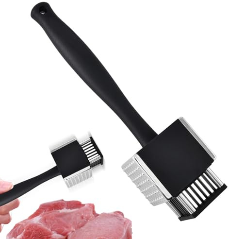 Mazo Ablandador De Carne - De Cocina 2 En 1 En Acero Inoxidable - Diseño Ergonómico para Mayor Comodidad Y,para Cocina Casera Restaurantes Parrilla Carnes Res Cerdo Pollo