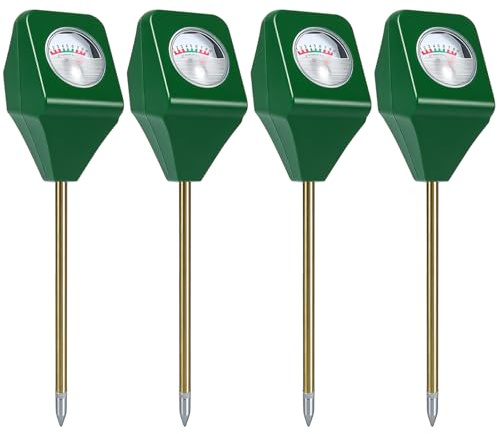 GAOUTO 4 Stück Feuchtigkeitsmesser für Pflanzen: 3 in 1 Feuchtigkeitsmesser Pflanzen, Bodenmessgerät mit PH/Temperatur/Licht, Geeignet für Gartenarbeit,Rasen,Landwirtschaft und Außen