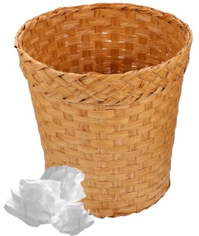 Toyvian Corbeille Papier Rotin Panier Rangement Tissé 26.00 X 26.00 X 26.00 cm Poubelle Bureau Multifonction Pour Salle De Bain Cuisine Salon Chambre