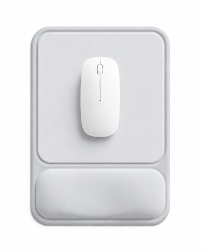 Giecy Tapis de Souris Ergonomique avec Repose-Poignet Creusé, Gel, Design Anti-Pression, Base Antidérapante, Confort Amélioré Bureau & Gaming (Gris Clair)