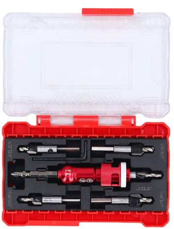 Topiky Juego de Brocas para Avellanador de Profundidad Ajustable con Puntas Intercambiables, Kit de Herramientas para Fregadero de Carpintería para Tornillos Al Ras, Proyectos de Madera y Plástico,